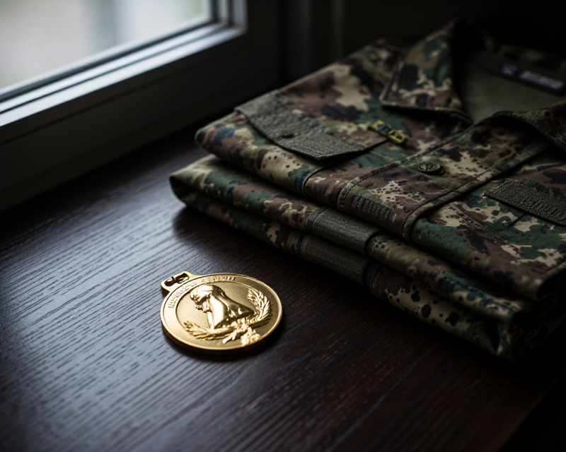 Symbolic tension between athletic glory and military duty