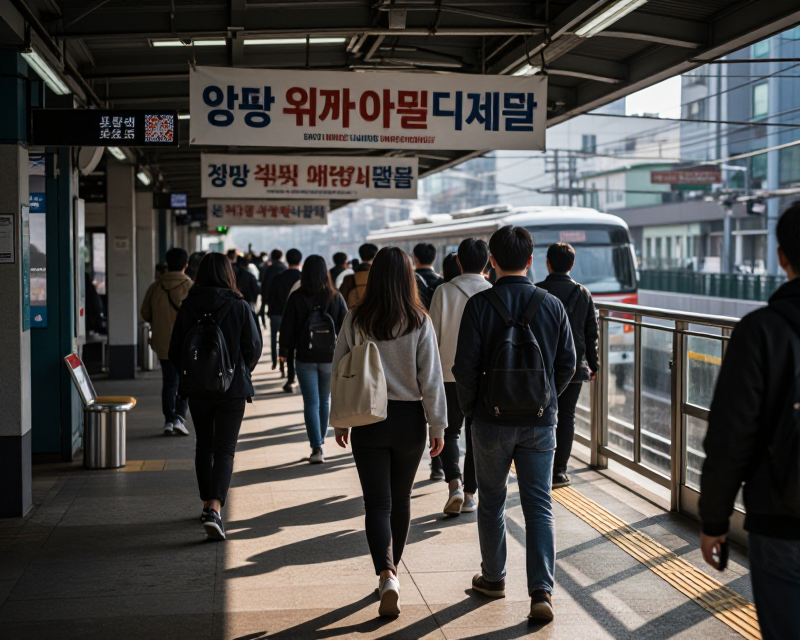 Seoul Subway Protest Atmosphere