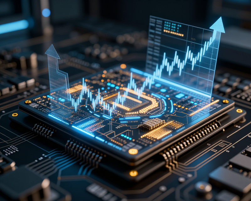 Symbolic representation of global semiconductor capital and technology leadership