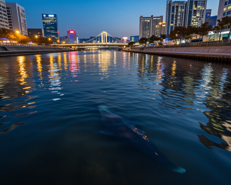 Busan Waterfront Shark Silhouette