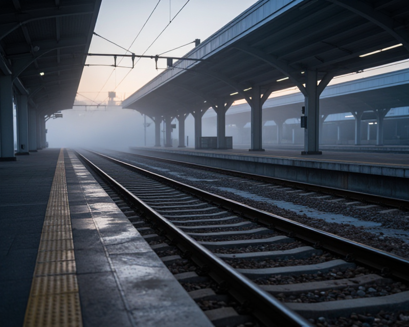 Cinematic Railway Station at Dawn